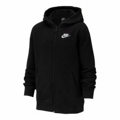 Kids 7-20 Nike Club Fleece Full-Zip Hoodie -Active & Workout Clothes Store 3847199 Black White