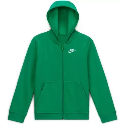 Kids 7-20 Nike Club Fleece Full-Zip Hoodie -Active & Workout Clothes Store 3847199 Stadium Green White