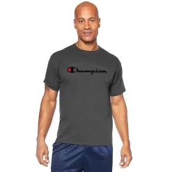 Big & Tall Champion® Modern-Fit Logo Tee -Active & Workout Clothes Store 4397460 Charcoal Heather