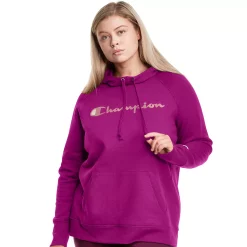 Plus Size Champion® Powerblend Graphic Hoodie -Active & Workout Clothes Store 4426788 Venture Pink