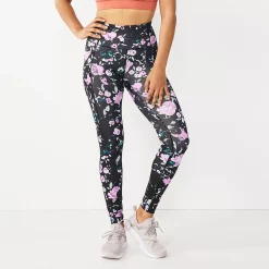 Women's Tek Gear® High-Waisted Pocket Leggings -Active & Workout Clothes Store 4490797 Purple Floral