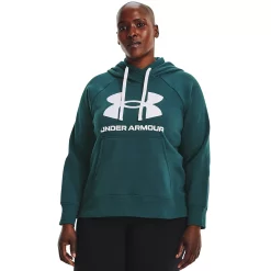 Plus Size Under Armour Rival Fleece Logo Hoodie -Active & Workout Clothes Store 4549575 Tourmaline Teal