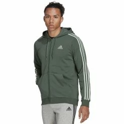Men's adidas Essential Full-Zip Fleece Hoodie -Active & Workout Clothes Store 4883022 Green Oxide