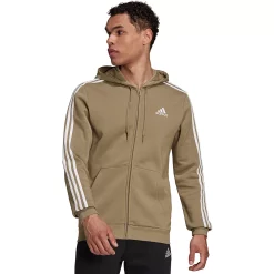 Men's adidas Essential Full-Zip Fleece Hoodie -Active & Workout Clothes Store 4883022 Orbit Green White