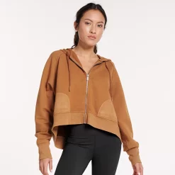 Women's FLX Embrace Fleece Boxy Zip-Up Hoodie -Active & Workout Clothes Store 4891635 Cargo Brown