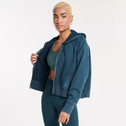 Women's FLX Embrace Fleece Boxy Zip-Up Hoodie -Active & Workout Clothes Store 4891635 Midnight Flood