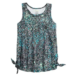 Girls 7-16 Tek Gear® Side Knot Fashion Tank Top in Regular & Plus Size -Active & Workout Clothes Store 4926558 Brush Spatter Black