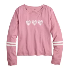 Girls 4-18 & Plus SO® Favorite Boxy Long-Sleeve Tee -Active & Workout Clothes Store 5008743 Checker Hearts
