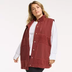 Plus Size FLX Boucle Mixed-Media Vest -Active & Workout Clothes Store 5018117 Chic Burgundy