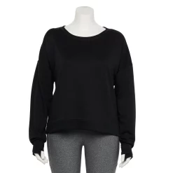 Plus Size Tek Gear® Crewneck Fleece Sweatshirt -Active & Workout Clothes Store 5187076 Black