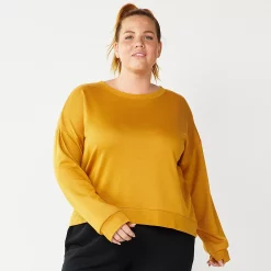 Plus Size Tek Gear® Crewneck Fleece Sweatshirt -Active & Workout Clothes Store 5187076 Brassy Gold