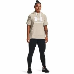 Women's Under Armour Rival Fleece Short Sleeve Hoodie -Active & Workout Clothes Store 5195217 ALT2