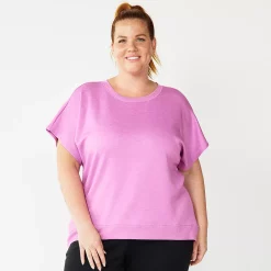 Plus Size Tek Gear® Stretch Fleece Tee -Active & Workout Clothes Store 5197872 Luminous Pink