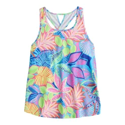 Girls 7-16 Tek Gear® Soft Tek Twist Keyhole Tank Top in Regular & Plus -Active & Workout Clothes Store 5220912 Blue Foliage