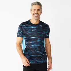 Men's Tek Gear® Dry Tek Printed Tee -Active & Workout Clothes Store 5223988 Light Teal Stripe