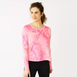Women's Tek Gear® Soft Touch Long Sleeve Tee -Active & Workout Clothes Store 5232480 Pink Tie Dye