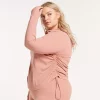 Plus Size FLX Affirmation Hooded Mockneck Top -Active & Workout Clothes Store 5236788 Mauve Foundation