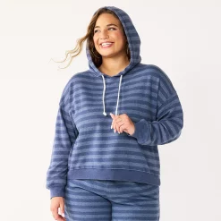 Juniors' Plus Size SO® Cropped Hoodie 11 Juniors' Plus Size SO® Cropped Hoodie -Active & Workout Clothes Store 5304659 Navy Stripe