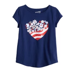 Toddler Girl Jumping Beans® Physical Adaptive Double-Layer Tee -Active & Workout Clothes Store 5346129 Flag Heart Navy