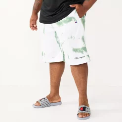 Big & Tall Champion® Tie-Dyed Fleece Shorts -Active & Workout Clothes Store 5358340 White Dark Green