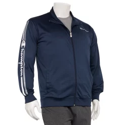 Big & Tall Champion® Scripted Tricot Track Jacket -Active & Workout Clothes Store 5358495 Navy