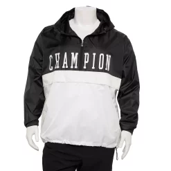 Big & Tall Champion® Collegiate Anorak Jacket -Active & Workout Clothes Store 5475973 Black White