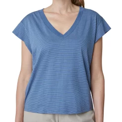 Women's Eddie Bauer Sunwashed Striped V-Neck Top -Active & Workout Clothes Store 5498797 ALT2