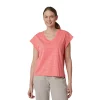 Women's Eddie Bauer Sunwashed Striped V-Neck Top -Active & Workout Clothes Store 5498797 Watermelon Fresh Ivory