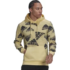 Men's adidas Essentials Brand Love Fleece Hoodie -Active & Workout Clothes Store 5514410 Almost Yellow Linen