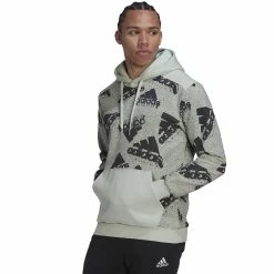 Men's adidas Essentials Brand Love Fleece Hoodie -Active & Workout Clothes Store 5514410 Linen Green Halo