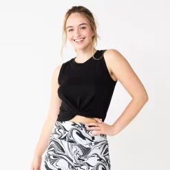 Juniors' SO® Twist Front Tank Top -Active & Workout Clothes Store 5526659 Black Luxe