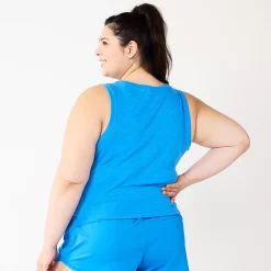 Juniors' Plus Size SO® Solid Cropped Twist-Front Tank -Active & Workout Clothes Store 5526785 ALT