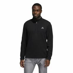 Men's adidas 3-Stripes Quarter-Zip Pullover Top -Active & Workout Clothes Store 5535416 Black