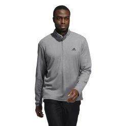 Men's adidas 3-Stripes Quarter-Zip Pullover Top -Active & Workout Clothes Store 5535416 Gray Three