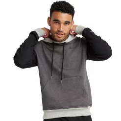 Men's Champion® Colorblock Powerblend Fleece Hoodie -Active & Workout Clothes Store 5537040 Granite Heather Oxford