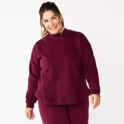 Plus Size Tek Gear® Ultrasoft Fleece Mockneck Sweatshirt -Active & Workout Clothes Store 5540359 Night Sangria
