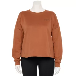 Plus Size Tek Gear® Easy Ultrasoft Fleece Crewneck Sweatshirt -Active & Workout Clothes Store 5540652 Cinnamon Coffee