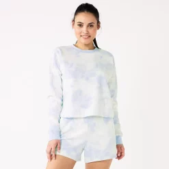 Women's Tek Gear® Ultrasoft Fleece Easy Crop Sweatshirt -Active & Workout Clothes Store 5543908 Purple Dye Effect