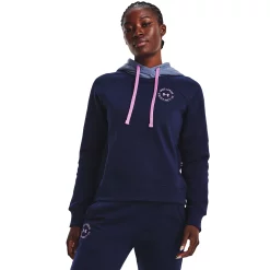 Women's Under Armour Rival Fleece Colorblock Hoodie -Active & Workout Clothes Store 5556876 Midnight Navy