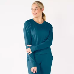 Women's Tek Gear® Crewneck Long Sleeve Tee -Active & Workout Clothes Store 5561703 Blue Crayon
