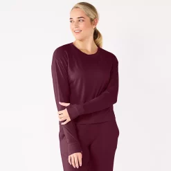 Women's Tek Gear® Crewneck Long Sleeve Tee -Active & Workout Clothes Store 5561703 Night Sangria