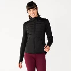 Women's Tek Gear® Hooded Mixed-Media Jacket -Active & Workout Clothes Store 5561979 Black