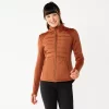 Women's Tek Gear® Hooded Mixed-Media Jacket -Active & Workout Clothes Store 5561979 Cinnamon Coffee