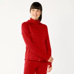 Women's Tek Gear® Hooded Mixed-Media Jacket -Active & Workout Clothes Store 5561979 Cranberry Kiss