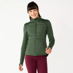 Women's Tek Gear® Hooded Mixed-Media Jacket -Active & Workout Clothes Store 5561979 Esta Olive
