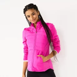 Women's Tek Gear® Hooded Mixed-Media Jacket -Active & Workout Clothes Store 5561979 Fuchsia