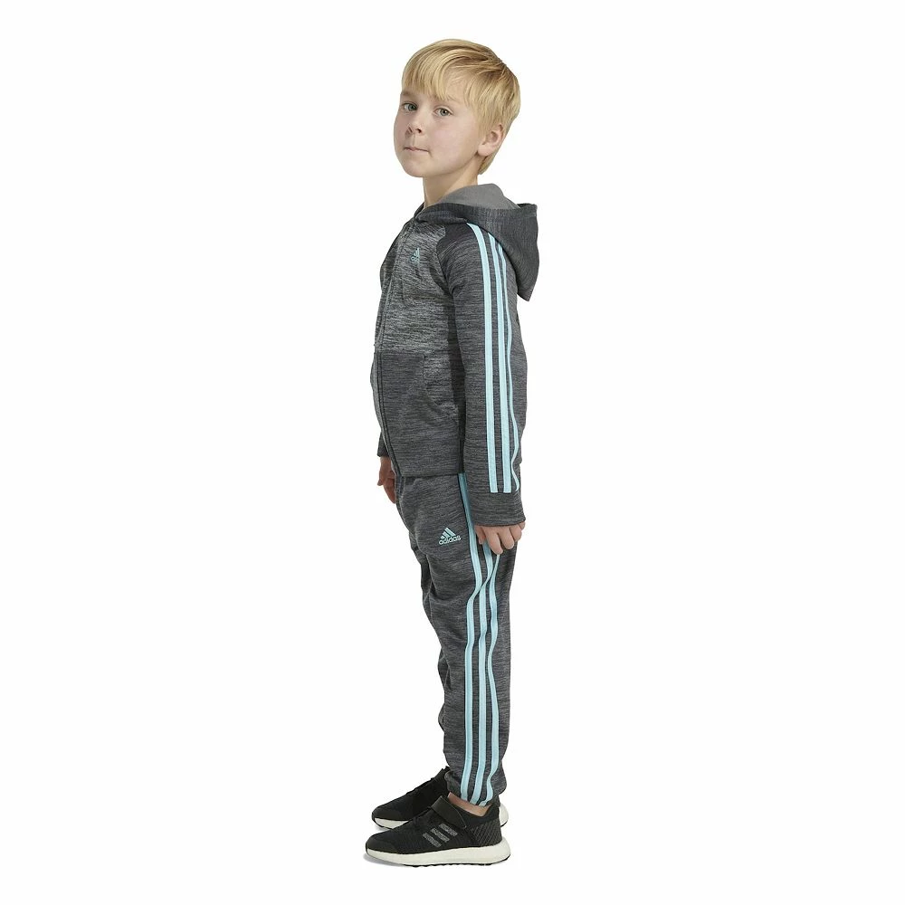 Boys 4-7 adidas Melange Fleece 3-Stripe Raglan Hoodie & Jogger Pants Set 8 Boys 4-7 adidas Melange Fleece 3-Stripe Raglan Hoodie & Jogger Pants Set - Image 6