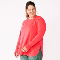 Plus Size Tek Gear® Long Sleeve Tunic -Active & Workout Clothes Store 5567838 Fanatic Pink
