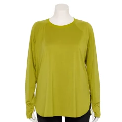 Plus Size Tek Gear® Long Sleeve Tunic -Active & Workout Clothes Store 5567838 Lime Verbena