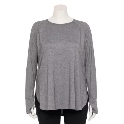 Plus Size Tek Gear® Long Sleeve Tunic -Active & Workout Clothes Store 5567838 Smokey Slate